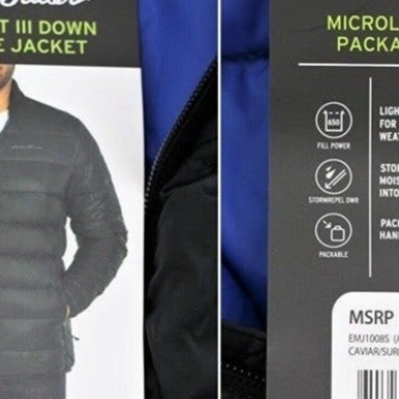 New Eddie Bauer Men's Packable Down Jacket Size 2XL Water Repellent Black - Picture 12 of 12